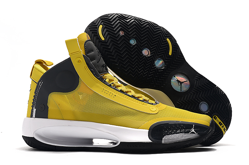 Air Jordan 34 Yellow Black White Shoes - Click Image to Close